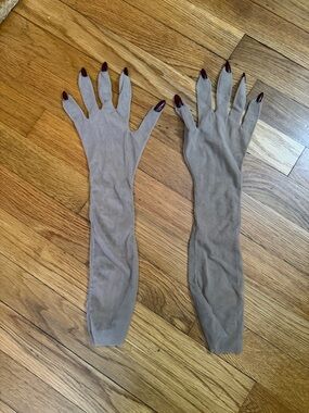 Long Sheer Opera Gloves with Painted Finger Nails